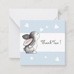Blue Hearts Bunny Merci Cartes de notes