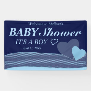 Blue Hearts   Es ist ein Junge   Moderne Babyparty Banner