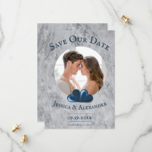 Blue Hearts Foto - Termin speichern Save The Date