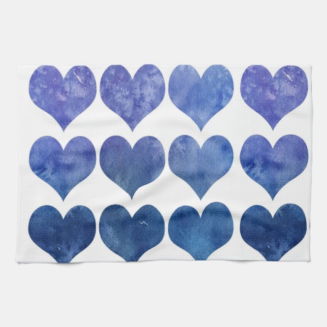 Blue Hearts Geschirrtuch (Horizontal)
