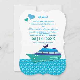 Blue Hearts Mariage Croisière Invitation