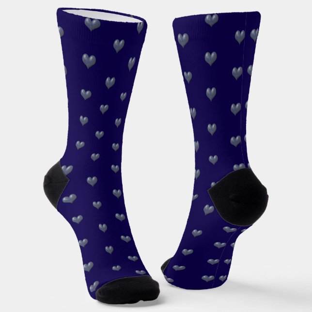 Blue Hearts on Blue Socken (Gewinkelt)