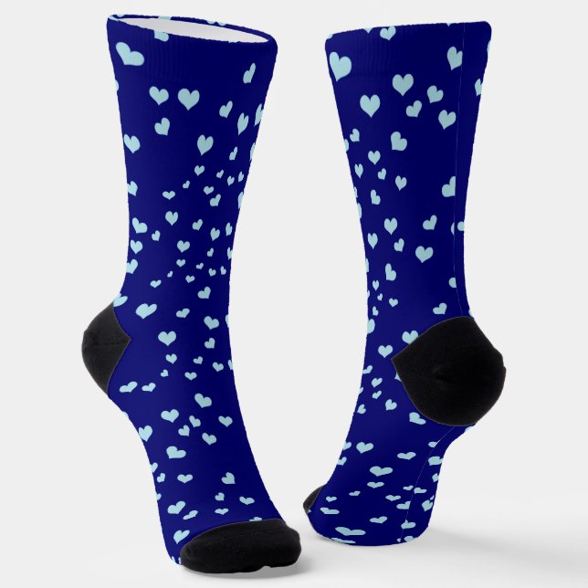 Blue Hearts on Dark Blue Socken (Gewinkelt)