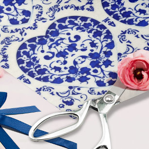 Blue Hearts on Keramik - 6 Fliesen - Decoupage Cra Seidenpapier