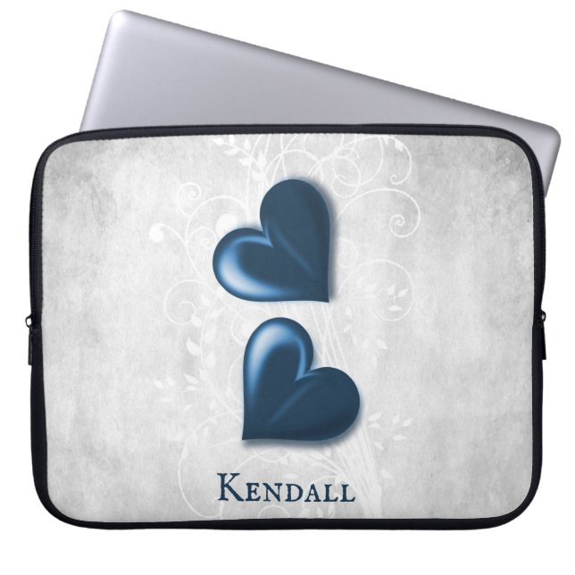 Blue Hearts Personalisierter Laptop-Sieb Laptopschutzhülle (Vorderseite)