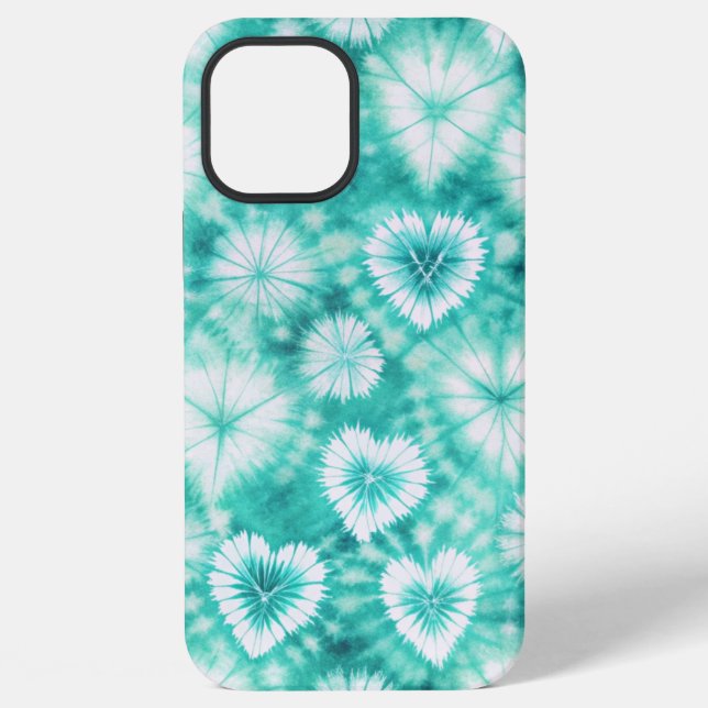 Blue Hearts Tie Dye iPhone 12 Pro Max Hülle (Rückseite)