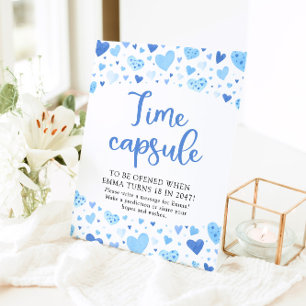 Blue Hearts Valentine Time Kapsel Kinderdusche Sockelschild