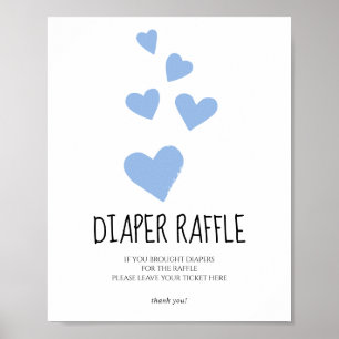 Blue Hearts Windel-Raffle-Party Poster