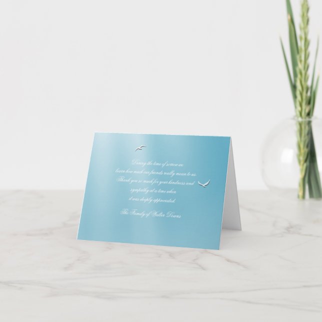 Blue Heaven Faltbereavement Vielen Dank Notecard Dankeskarte (Vorderseite)
