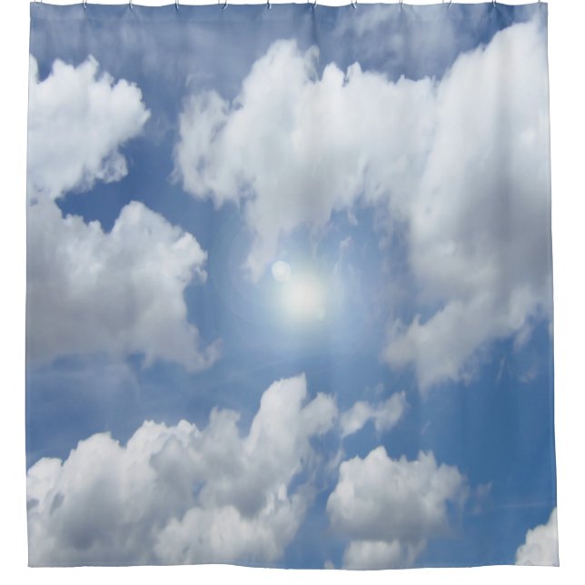 Blue Heaven Wolken I + Ihr Text & Ideen Duschvorhang (Vorderseite)