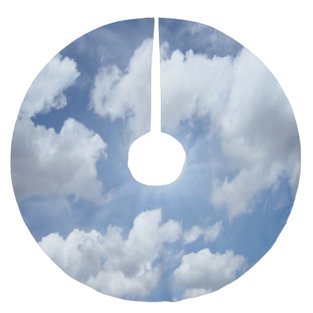 Blue Heaven Wolken + Ihre Ideen Polyester Weihnachtsbaumdecke (Vorderseite)