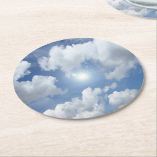 Blue Heaven Wolken + Ihre Ideen Runder Pappuntersetzer