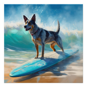 Blue Heeler Beach Surfanstrich Poster