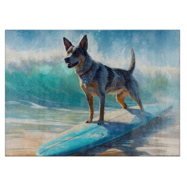 Blue Heeler Beach Surfanstrich Schneidebrett (Vorderseite)