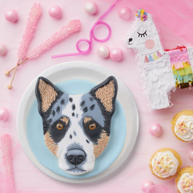Blue Heeler Dog 3D Inspiriert Pappteller (Party)