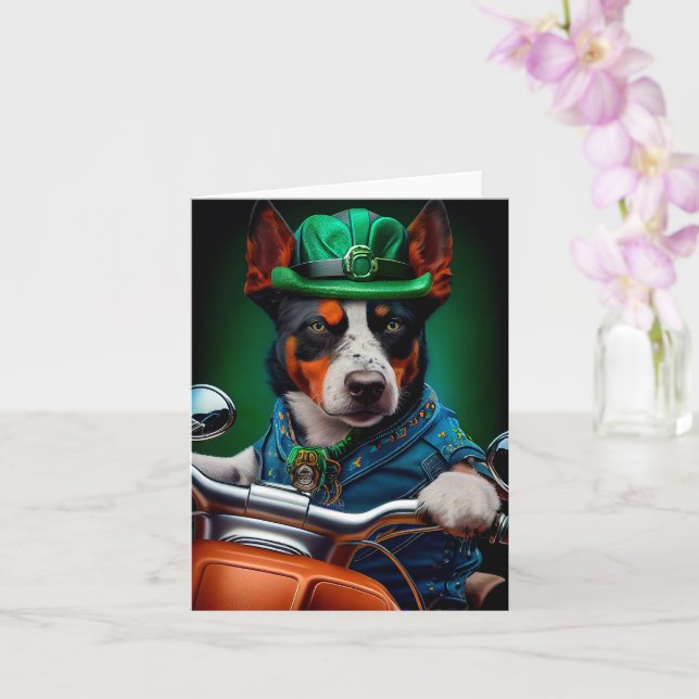 Blue Heeler Dog Fahrrad St. Patrick's Day Karte (Orchidee)