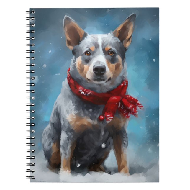 Blue Heeler Dog in Schnee Weihnachten Notizblock (Vorderseite)