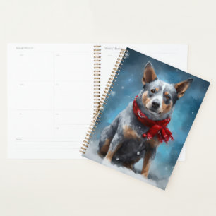 Blue Heeler Dog in Schnee Weihnachten Planer