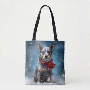 Blue Heeler Dog in Schnee Weihnachten Tasche