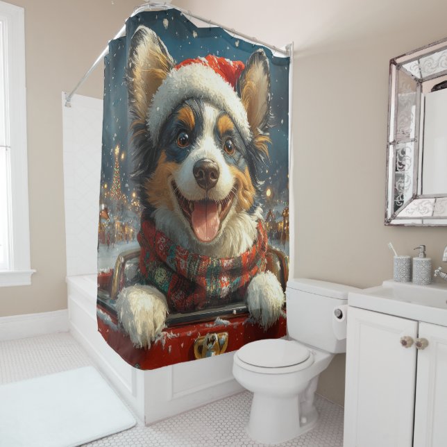 Blue Heeler Dog Roller Untersetzer Weihnachten Duschvorhang (Beispiel)