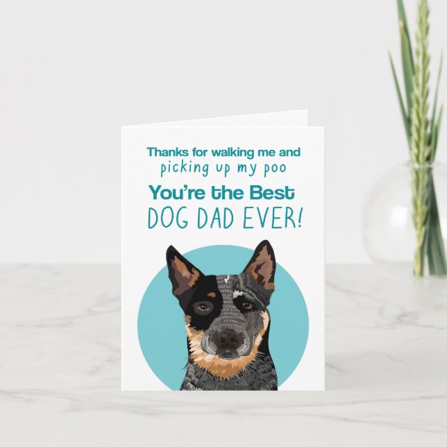 Blue Heeler Dog Vater lustige Kinderkarte Karte (Vorderseite)