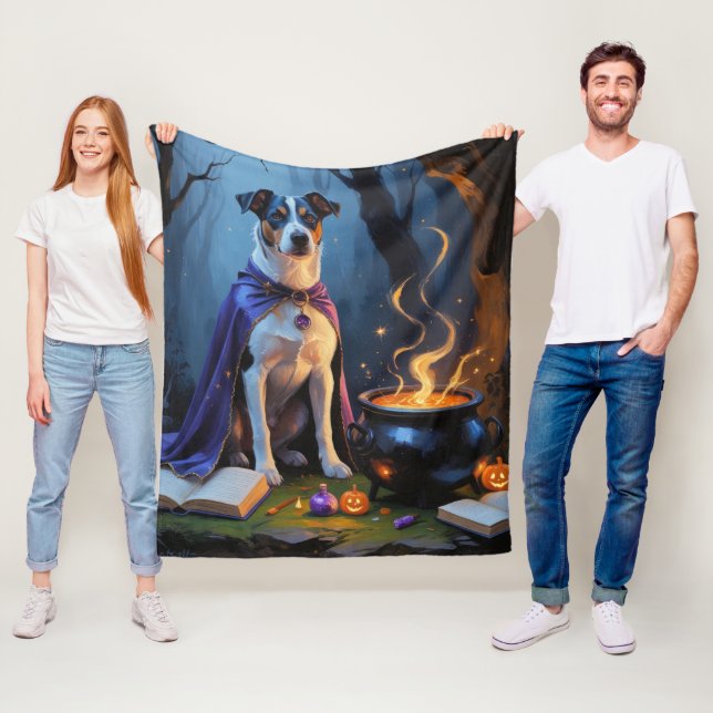 Blue Heeler Dog Whimsical Halloween Malerei Fleecedecke (Beispiel)