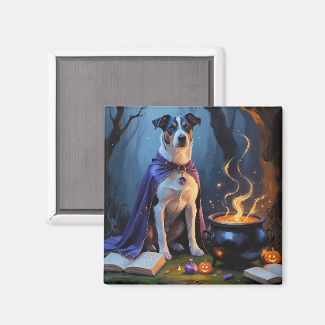 Blue Heeler Dog Whimsical Halloween Malerei Magnet (Vorderseite/Rückseite)