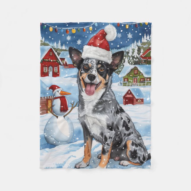 Blue Heeler Dog Winter Wunderland Weihnachtsfreude Fleecedecke (Vorderseite)