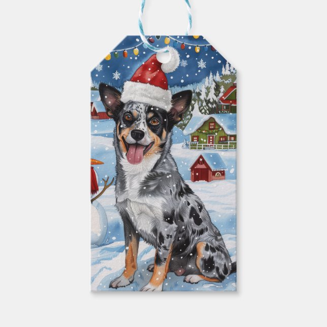 Blue Heeler Dog Winter Wunderland Weihnachtsfreude Geschenkanhänger (Vorderseite)