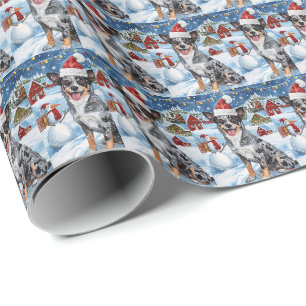 Blue Heeler Dog Winter Wunderland Weihnachtsfreude Geschenkpapier
