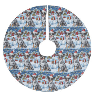 Blue Heeler Dog Winter Wunderland Weihnachtsfreude Polyester Weihnachtsbaumdecke