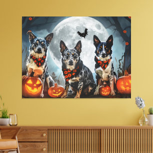 Blue Heeler Halloween Spooky Leinwanddruck