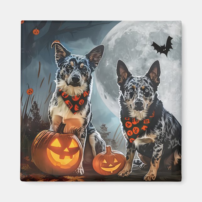 Blue Heeler Halloween Spooky Magnet (Vorne)