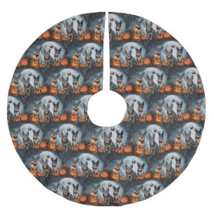 Blue Heeler Halloween Spooky Polyester Weihnachtsbaumdecke