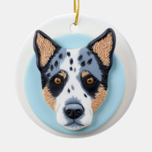 Blue Heeler Hund 3D Inspiriert Keramik Ornament