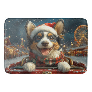Blue Heeler Hund Achterbahn Weihnachten Badematte