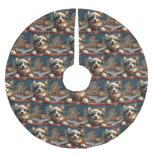 Blue Heeler Hund Achterbahn Weihnachten Polyester Weihnachtsbaumdecke