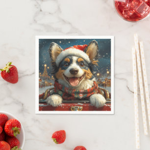Blue Heeler Hund Achterbahn Weihnachten Serviette