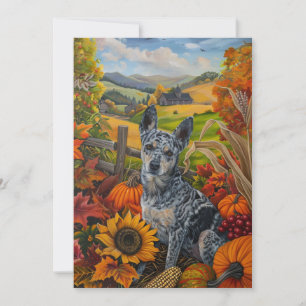 Blue Heeler Hund Herbsternte Erntedank Feiertagskarte