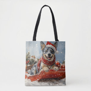 Blue Heeler Hund in Sledge Lass es Schnee Weihnach Tasche