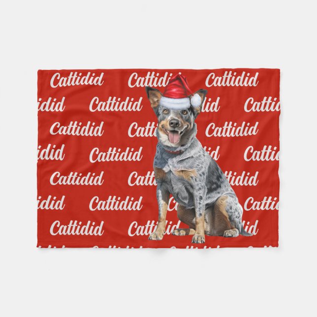 Blue Heeler Hund mit Name Gemustert Weihnachten Fleecedecke (Vorderseite (Horizontal))