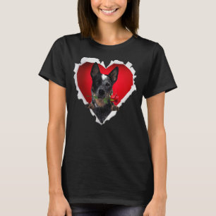 Blue Heeler Hund Rose Herzstück Valentinstag Paar  T-Shirt