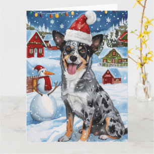 Blue Heeler Hund Winterwunderland Weihnachtsfreude Karte