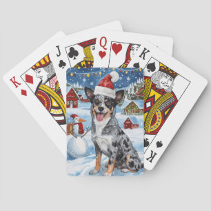 Blue Heeler Hund Winterwunderland Weihnachtsfreude Spielkarten