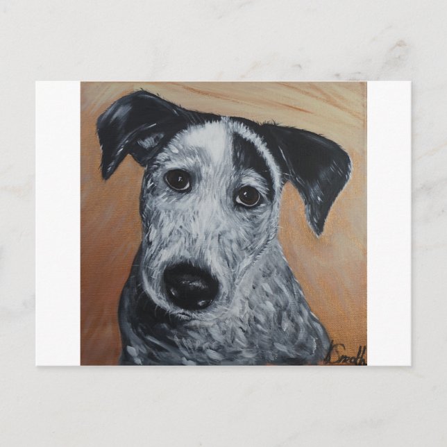 Blue Heeler Labrador Puppy Painting Postkarte (Vorderseite)