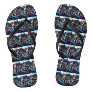 Blue Heeler on a Paddle: Ein Landschaftliches Aben Flip Flops