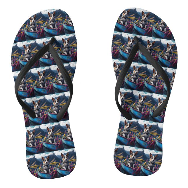 Blue Heeler on a Paddle: Ein Landschaftliches Aben Flip Flops (Fußbett)