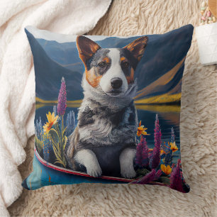 Blue Heeler on a Paddle: Ein Landschaftliches Aben Kissen
