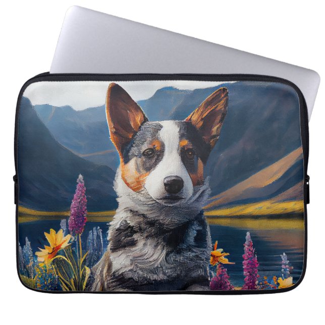 Blue Heeler on a Paddle: Ein Landschaftliches Aben Laptopschutzhülle (Vorderseite)