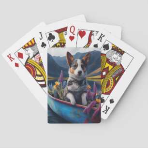 Blue Heeler on a Paddle: Ein Landschaftliches Aben Spielkarten
